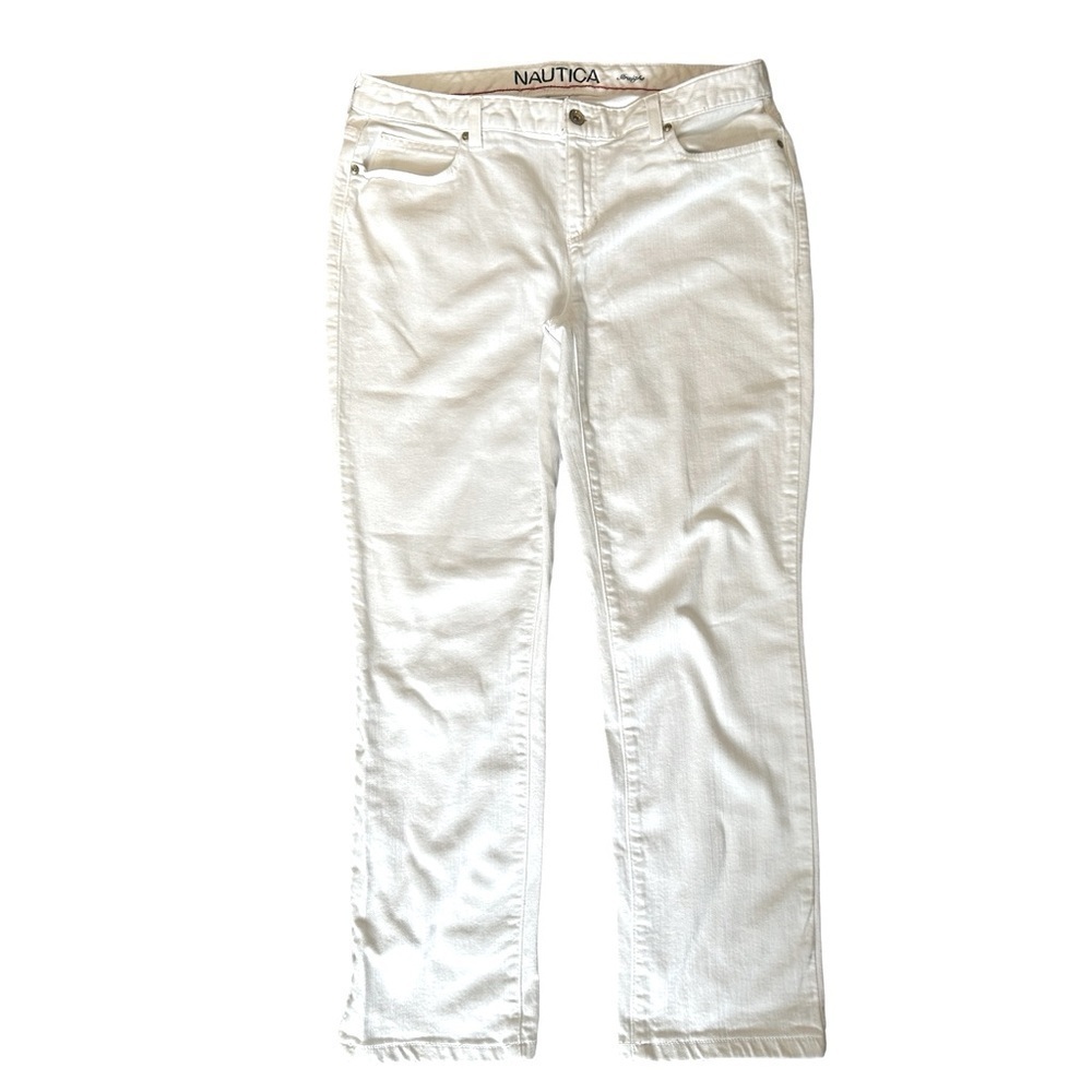 Nautica women’s straight leg white denim cotton jeans size 10